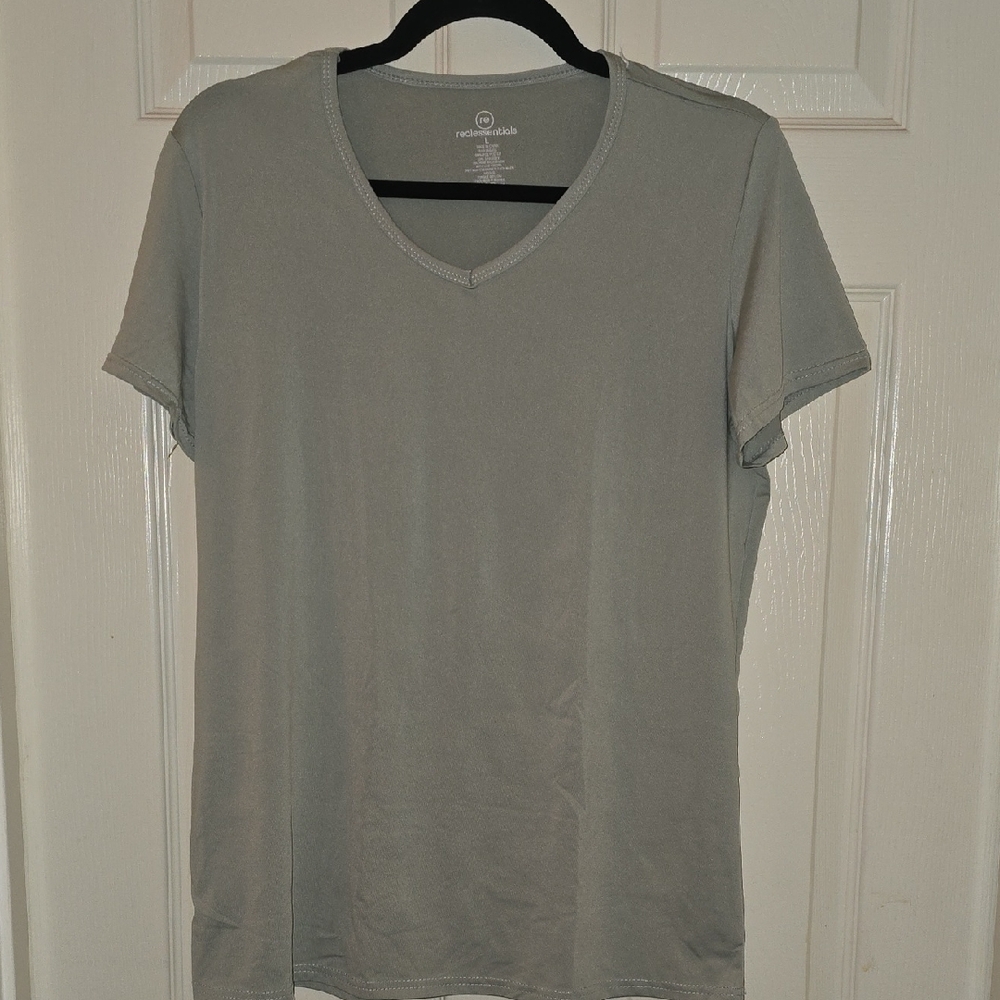 Essentials Light Gray V-Neck Short Sleeve Tee